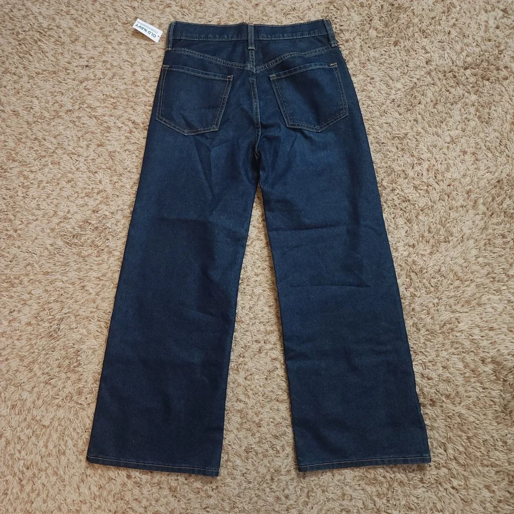 Old Navy Jeans Kids 14 Dark Blue High-Rise Baggy Wide Leg Built-In Tough NWT